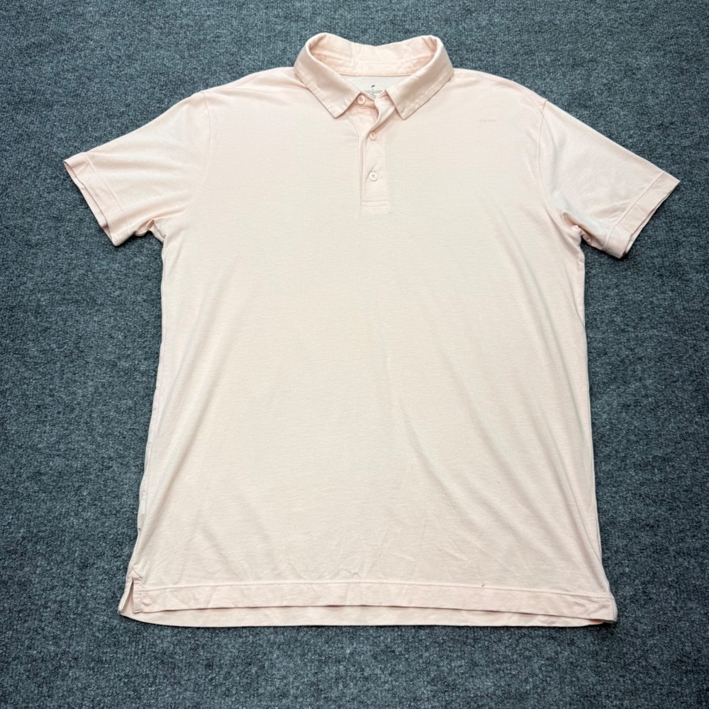 Fabletics Mens Short Sleeve Polo Shirt Peach Pink Cotton Modal Stretch Size M
